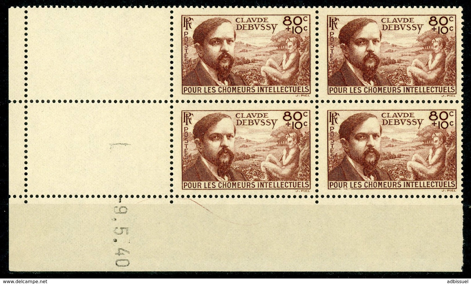 N° 462 Cote 63 €. Coin Daté Du 9/5/40. Bloc De Quatre "Debussy". Voir Description - 1940-1949