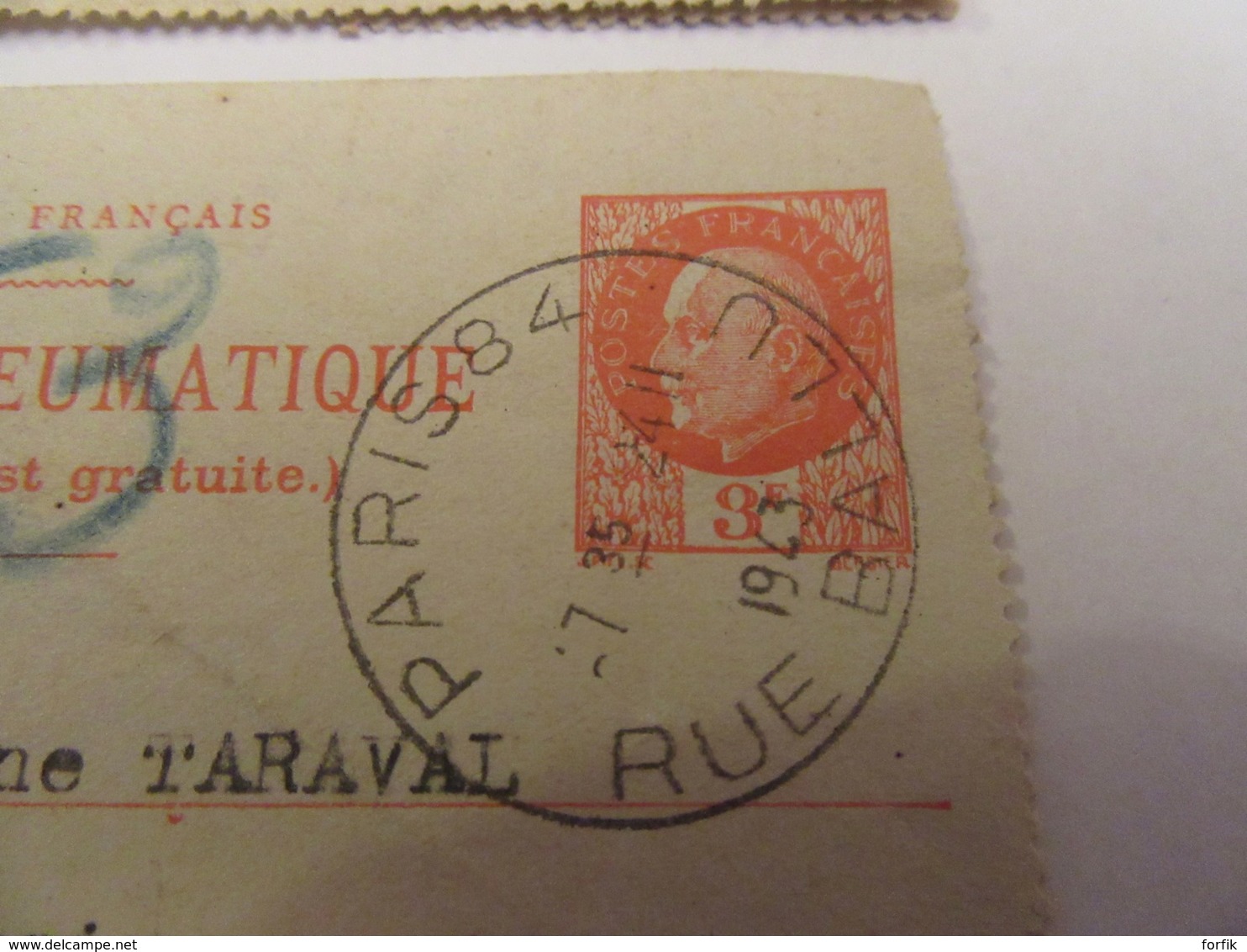 France - 2 Cartes Penumatiques Paris Circulées - Timbres 3f Pétain Type Bersier - Rohrpost