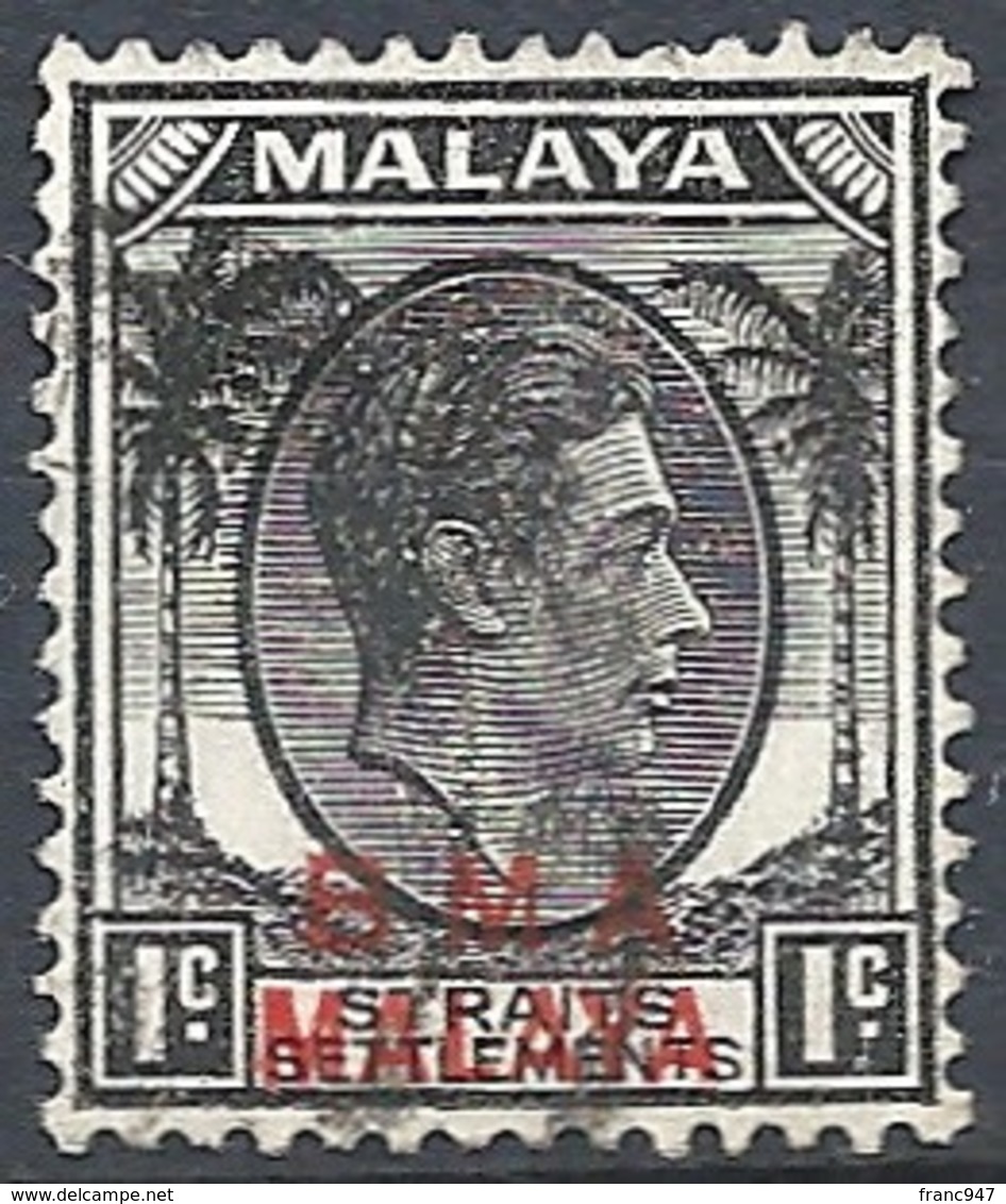 Malaya, 1945 Overprinted "B.M.A. Malaya", 1c Black # S.G. 1 - Michel 1 - Scott 256  USED - Straits Settlements