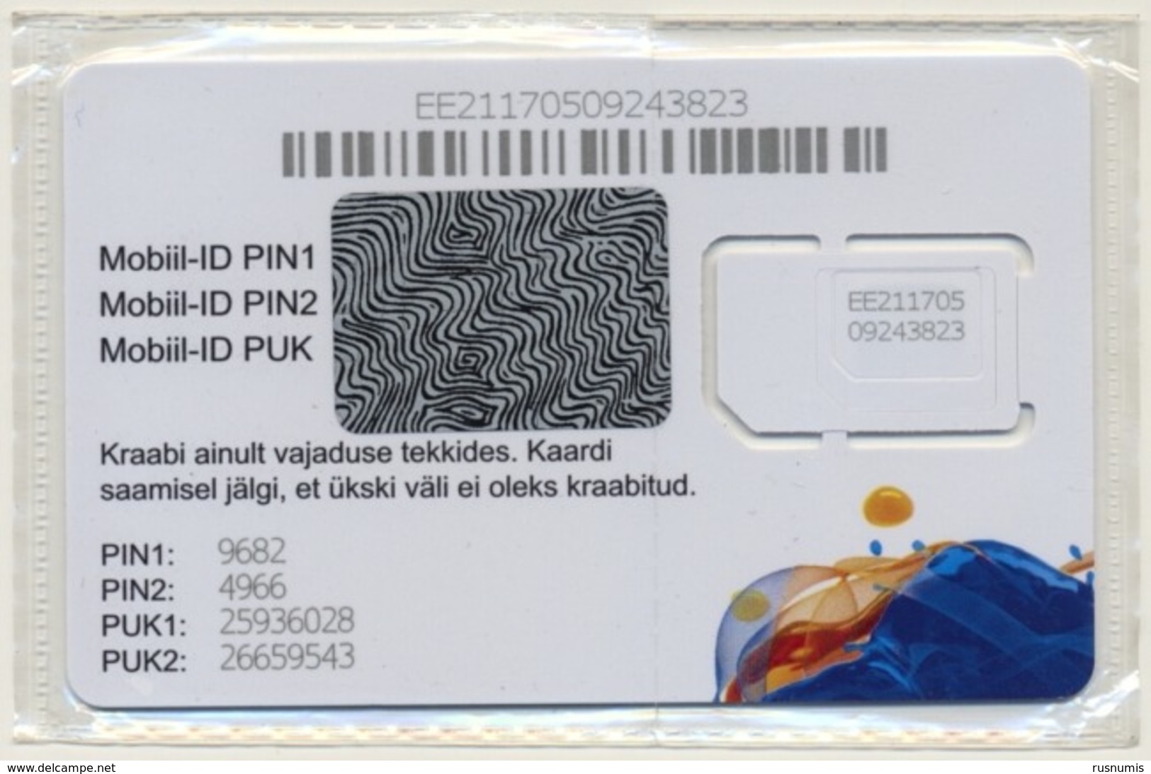 ESTONIA - ESTLAND - ESTONIE GSM (SIM) CARD ELISA MOBIIL-ID MINT SEALED - Estonie