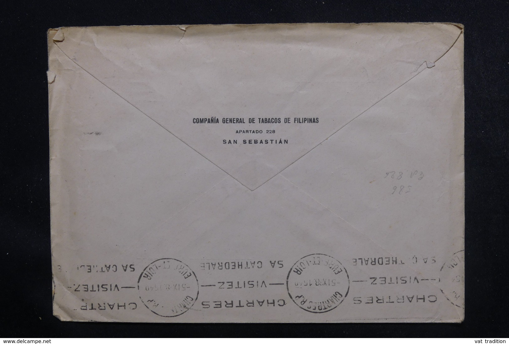 ESPAGNE - Cachet De Censure De San Sebastian Sur Enveloppe Commerciale Pour La France En 1938 - L 46859 - Nationalists Censor Marks
