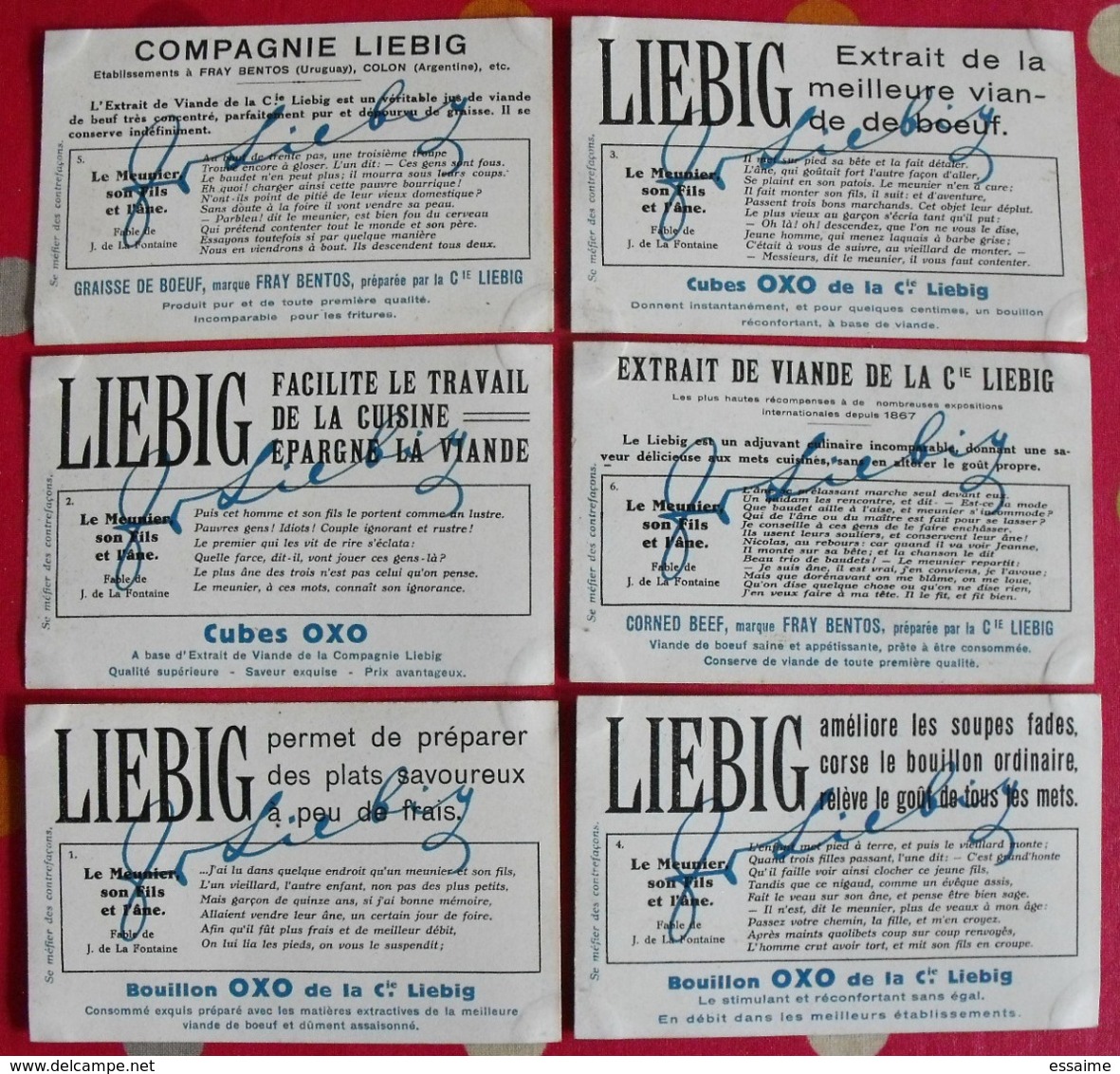 6 Chromo Liebig : Le Meunier, Son Fils Et L'âne. 1924. S 1158. Chromos. - Liebig