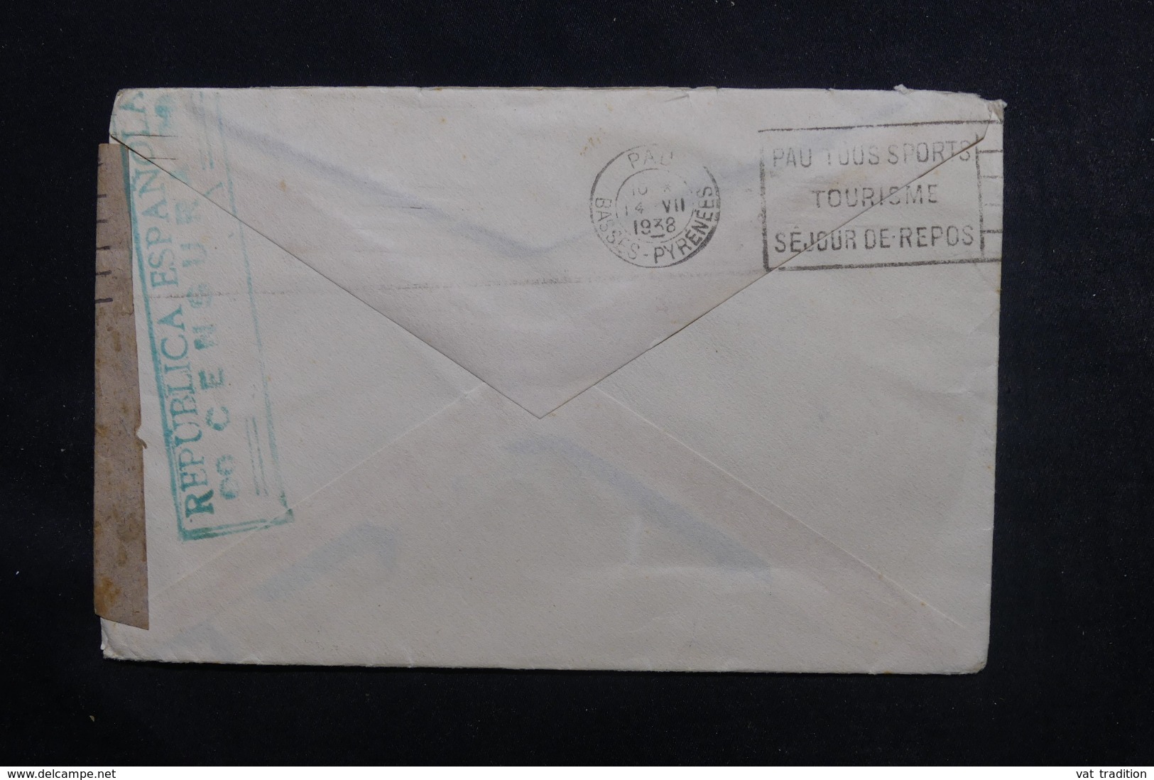 ESPAGNE - Cachet De Censure Sur Enveloppe Pour La France En 1938, Affranchissement Plaisant - L 46863 - Marcas De Censura Republicana