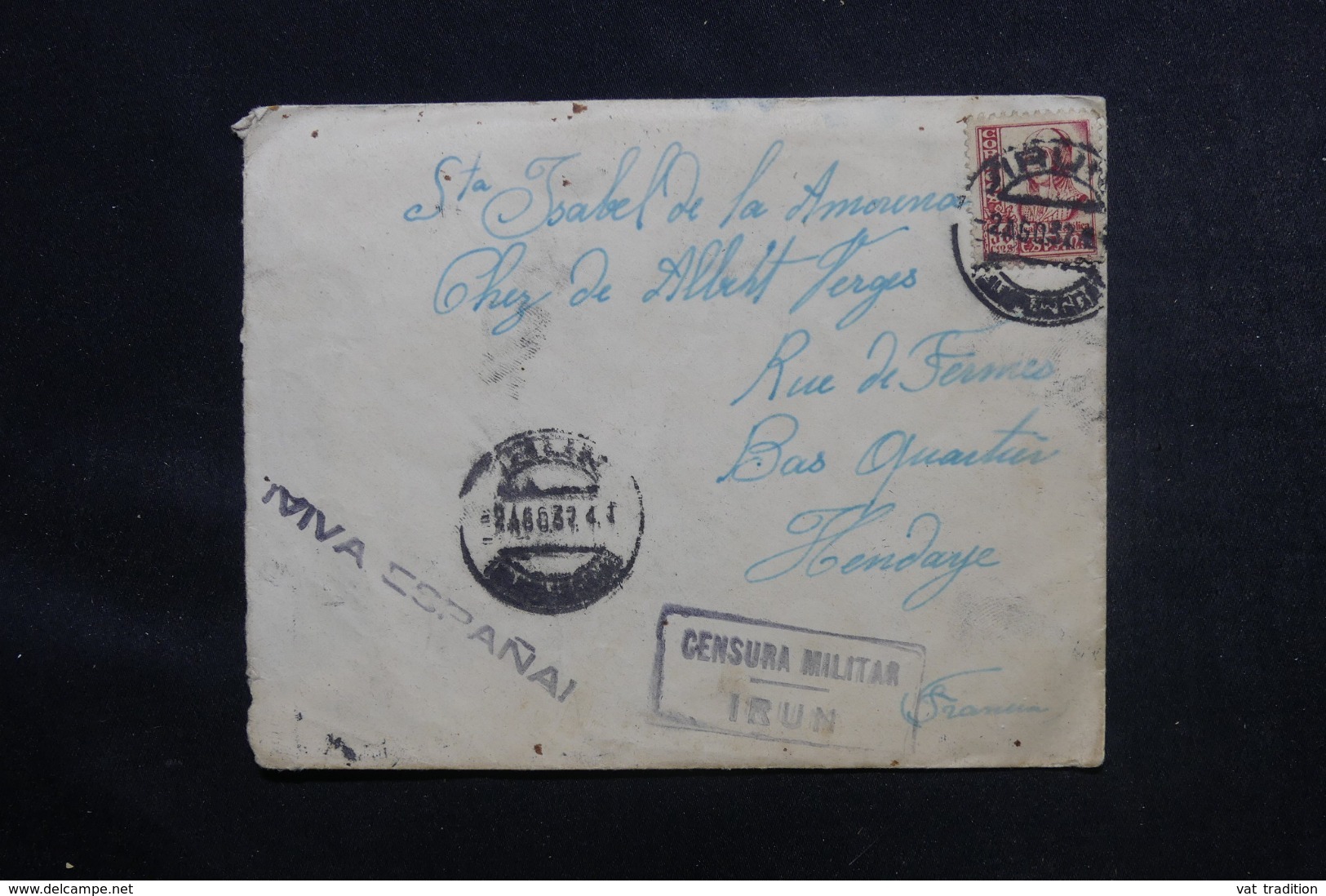 ESPAGNE - Cachet De Censure De Irun Sur Enveloppe Pour La France En 1937 - L 46874 - Republikanische Zensur