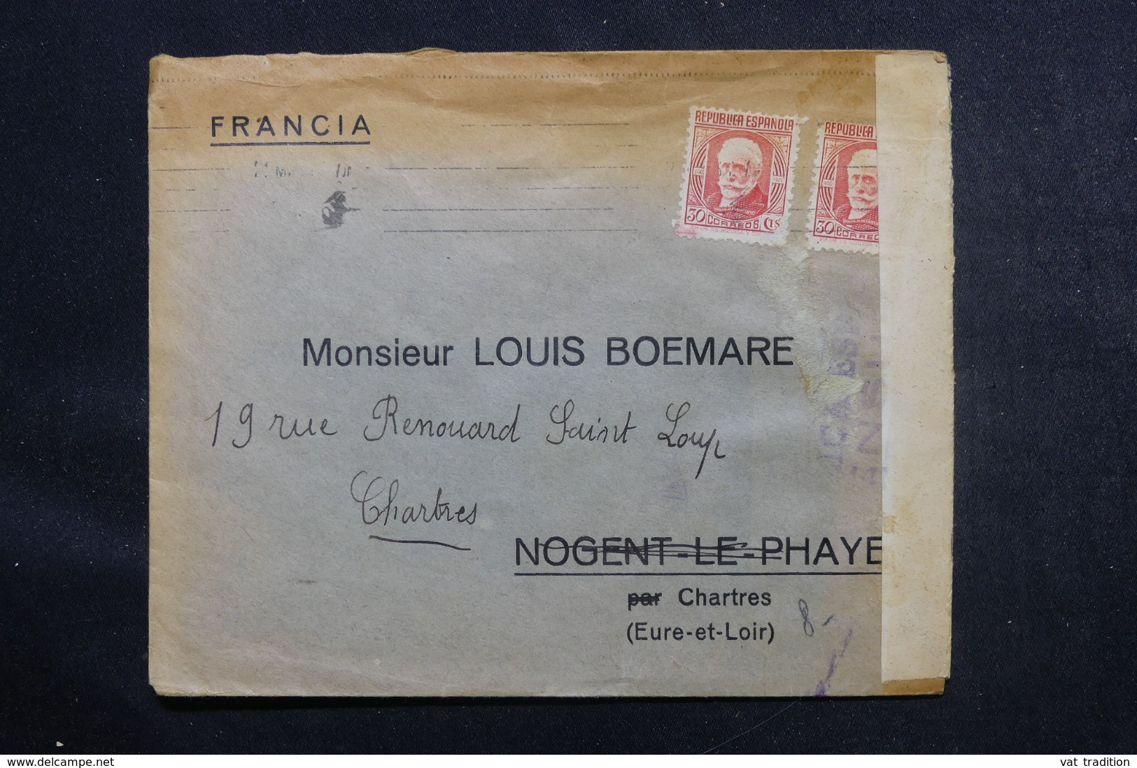 ESPAGNE - Cachet De Censure Sur Enveloppe Commerciale De Barcelone Pour La France En 1937 - L 46875 - Republicans Censor Marks