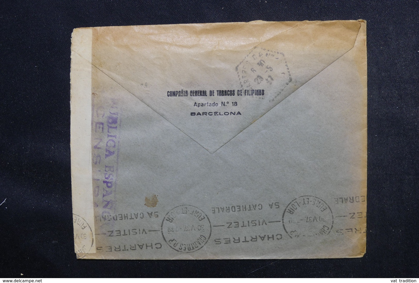 ESPAGNE - Cachet De Censure Sur Enveloppe Commerciale De Barcelone Pour La France En 1937 - L 46875 - Republicans Censor Marks