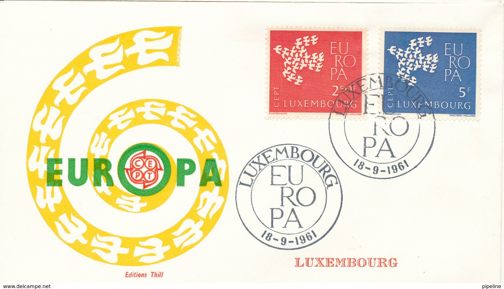 Luxembourg FDC 18-9-1961 EUROPA CEPT Complete Set Of 2 With Cachet - 1961