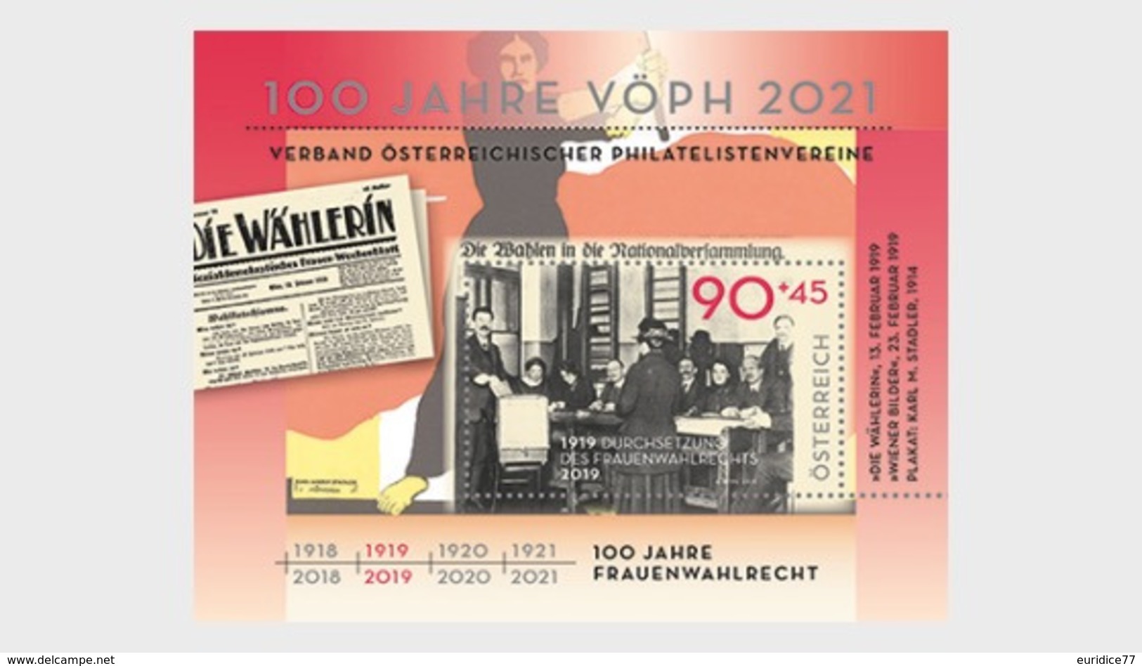 Austria 2019 - 100 Years Of Women's Suffrage In Austria - Miniature Sheet - Blocs & Hojas