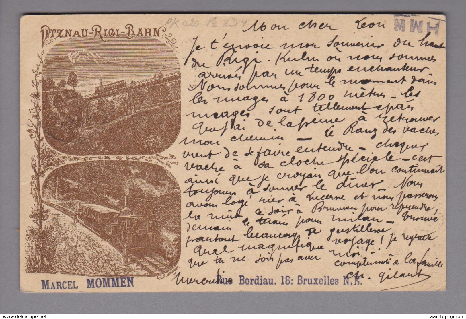 CH Ganzsache Mit Privatzudruck 1889-03-07 Rigi-Kulm Nach Hal Belgien "Vitznau-Rigi-Bahn" - Entiers Postaux