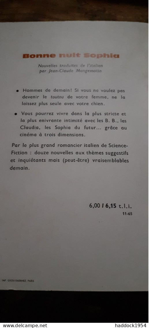 Bonne Nuit Sophia LINO ALDANI éditions Denoël 1965 - Présence Du Futur