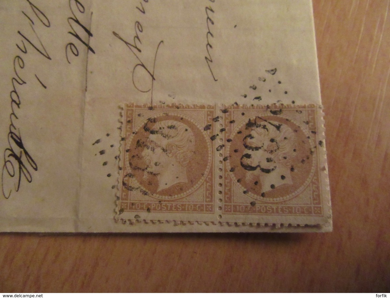 Timbre Napoléon III 10c YT 21 Sur Lettre - Ob. GC 2433 Sommières Vers Villeneuvette - 1867 - 1849-1876: Classic Period