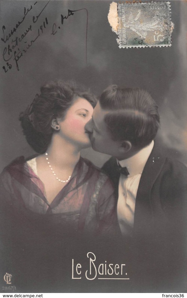 Série de 6 CPA : le baiser - Couple amoureux - 1911 - Amour passion tendresse romantisme french kiss love lot