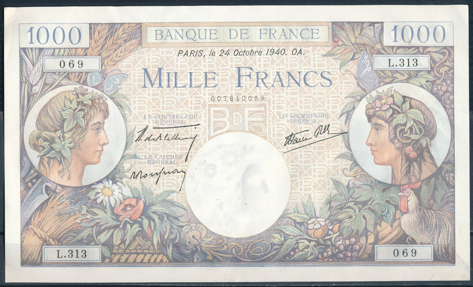 °°° FRANCE - 1000 FRANCS 24/10/1940 °°° - 1 000 F 1940-1944 ''Commerce Et Industrie''