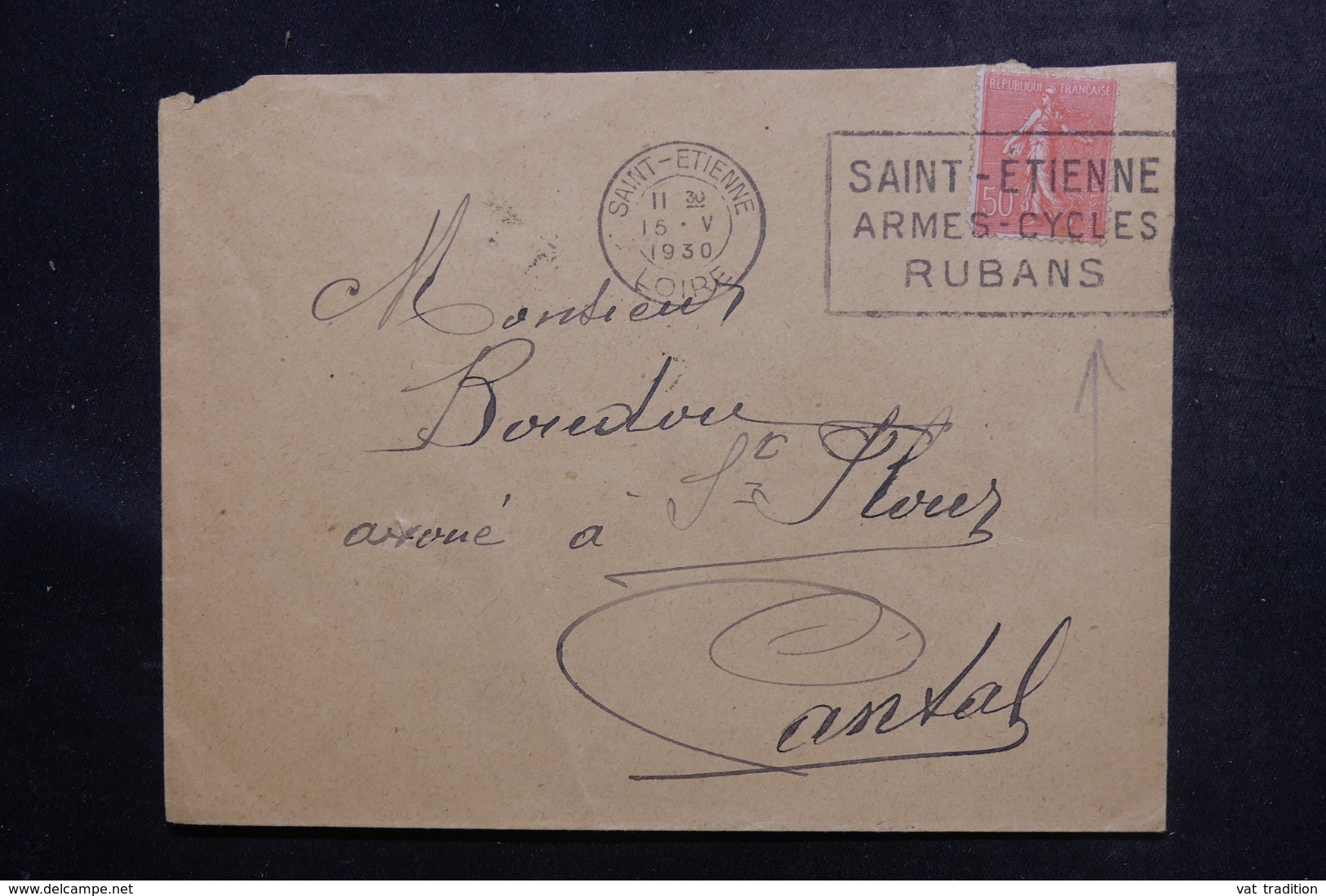 FRANCE - Enveloppe De St Etienne Pour St Flour En 1930, Oblitération Mécanique Plaisante - L 46907 - 1921-1960: Période Moderne