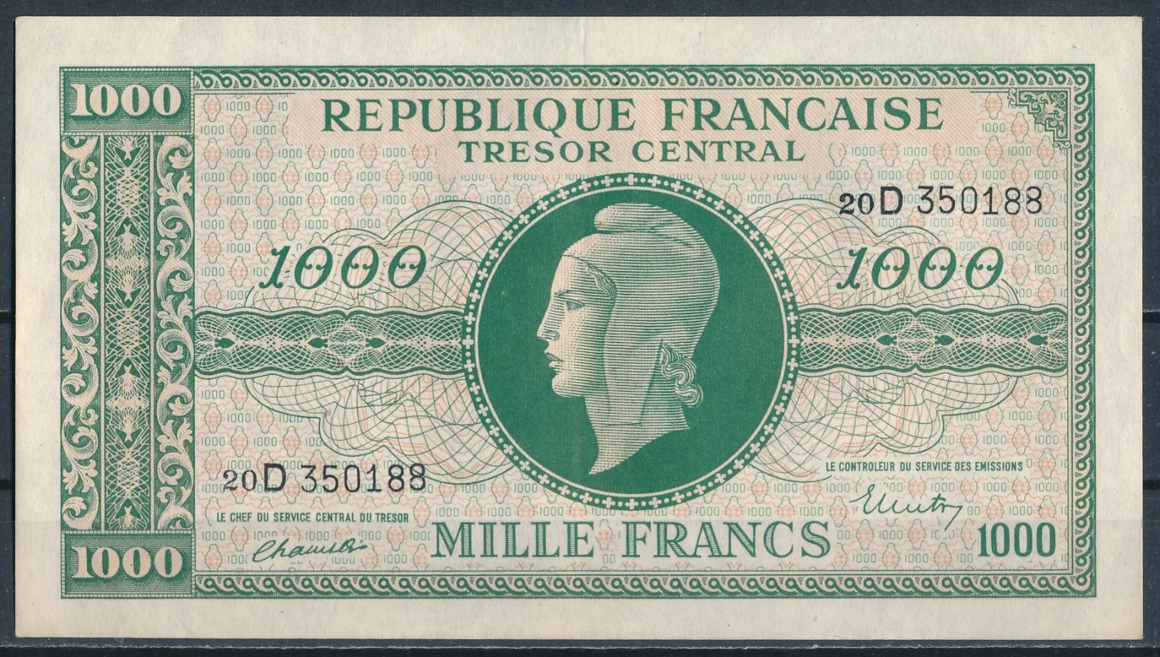 °°° FRANCE - 1000 FRANCS TRESOR MARIANNE °°° - 1943-1945 Marianna