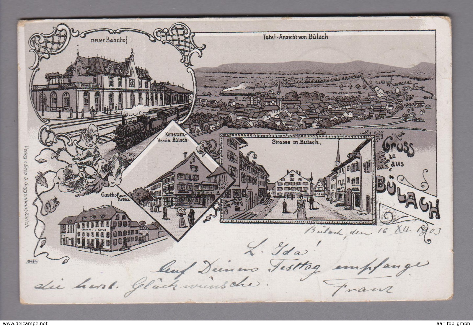 AK CH ZH Bülach 1903-12-17 Litho D.Guggenheim Marke Fehlt - Bülach