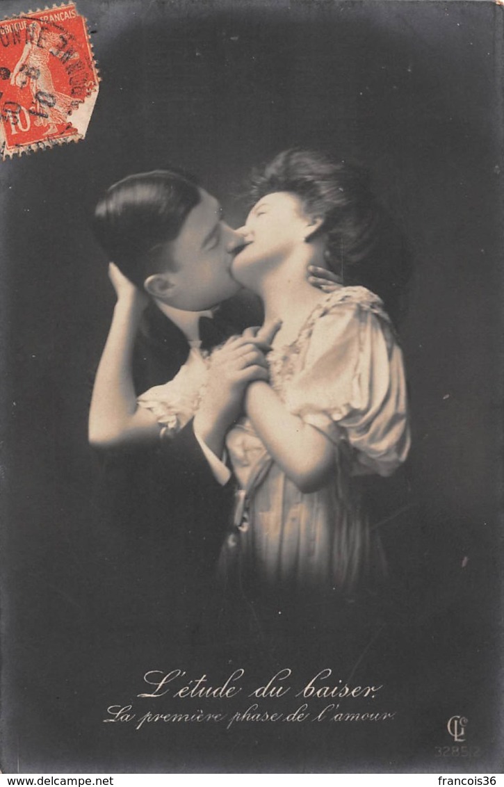 Série Lot De 2 CPA : L'étude Du Baiser - Couple Amoureux - Amour Passion Tendresse Romantisme - French Kiss - Coppie