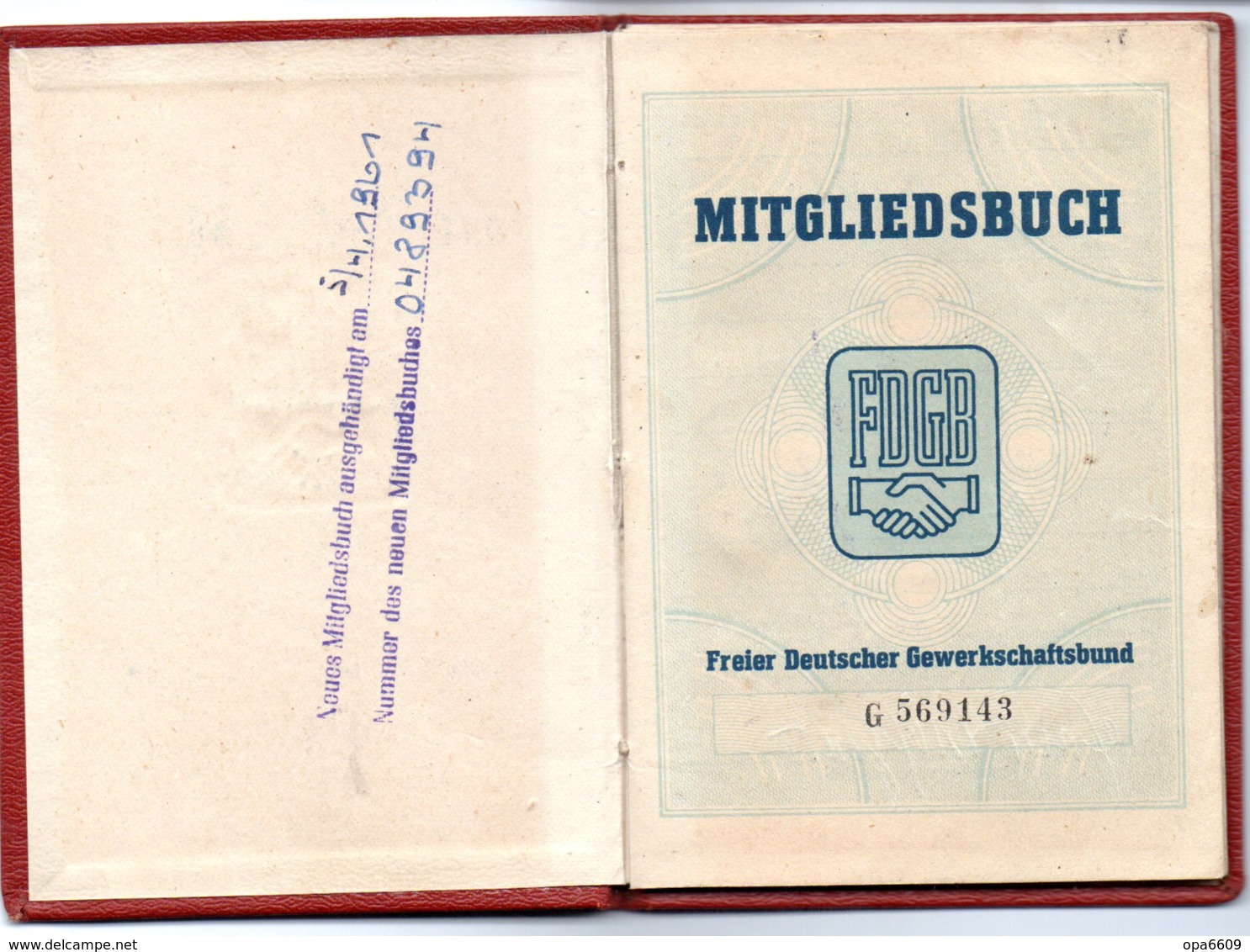 (Kart-ZD) DDR MITGLIEDSBUCH "FDGB - Freier Deutscher Gewerkschaftsbund" Ausgest. Görlitz 20.1.1955 Bis 1960 - Historische Dokumente