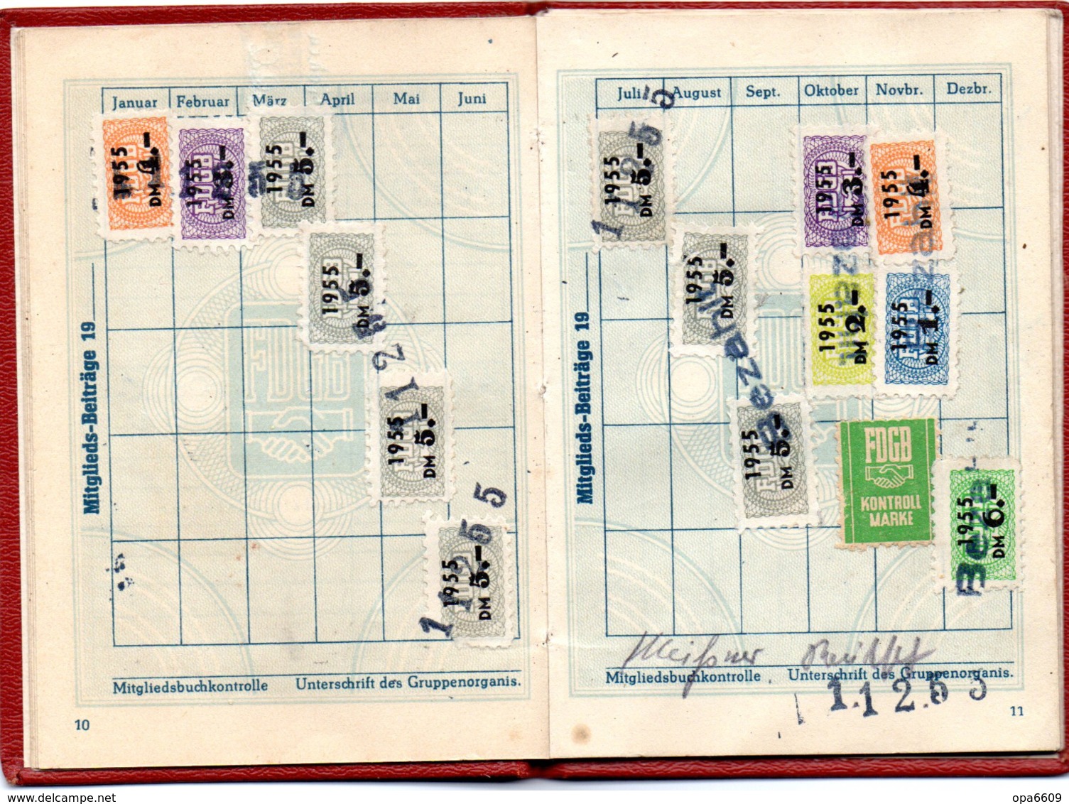 (Kart-ZD) DDR MITGLIEDSBUCH "FDGB - Freier Deutscher Gewerkschaftsbund" ausgest. Görlitz 20.1.1955 bis 1960