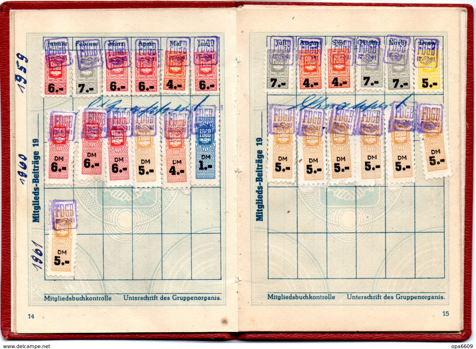 (Kart-ZD) DDR MITGLIEDSBUCH "FDGB - Freier Deutscher Gewerkschaftsbund" ausgest. Görlitz 20.1.1955 bis 1960