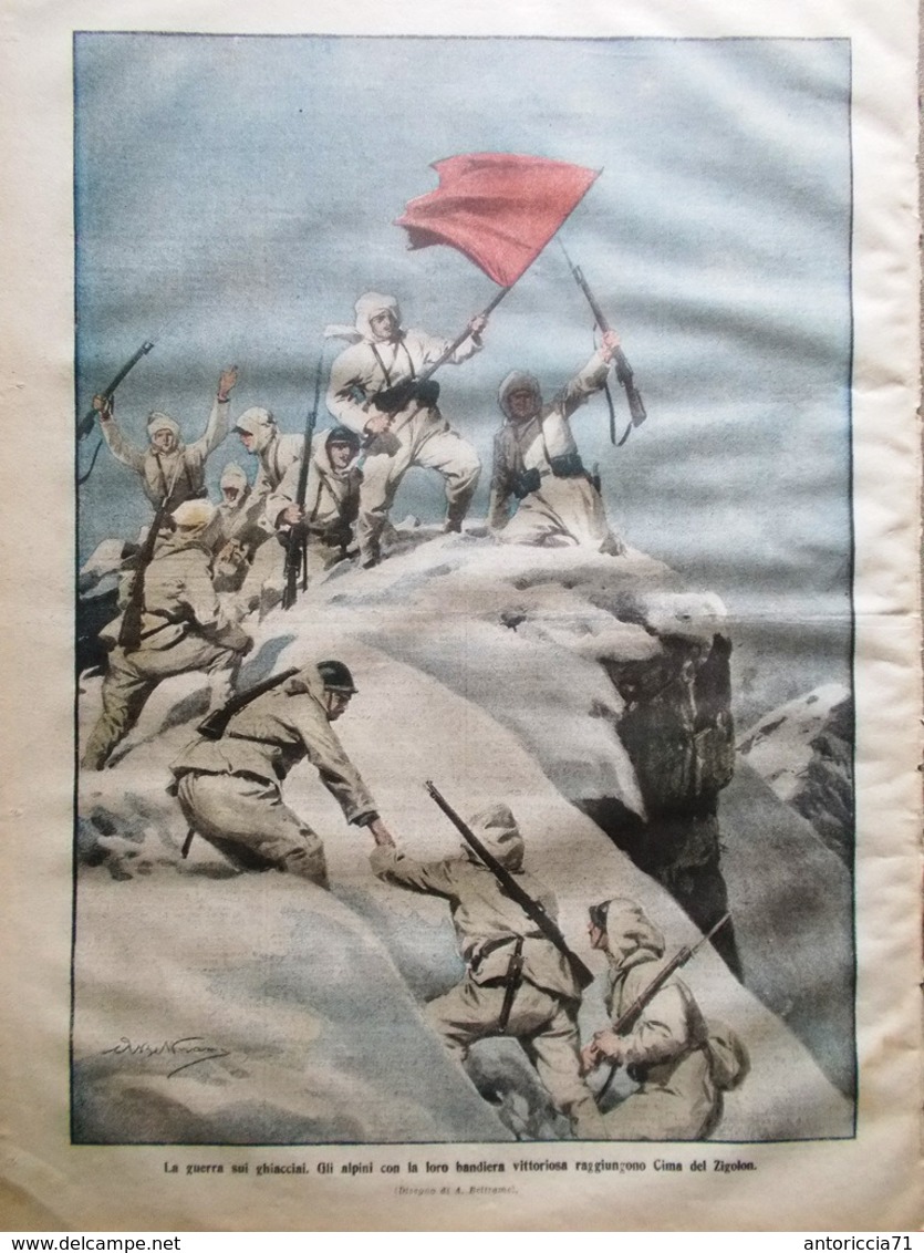 La Domenica Del Corriere 9 Giugno 1918 WW1 Alpini Ghiacciai Pola Milano Alleati - Guerra 1914-18