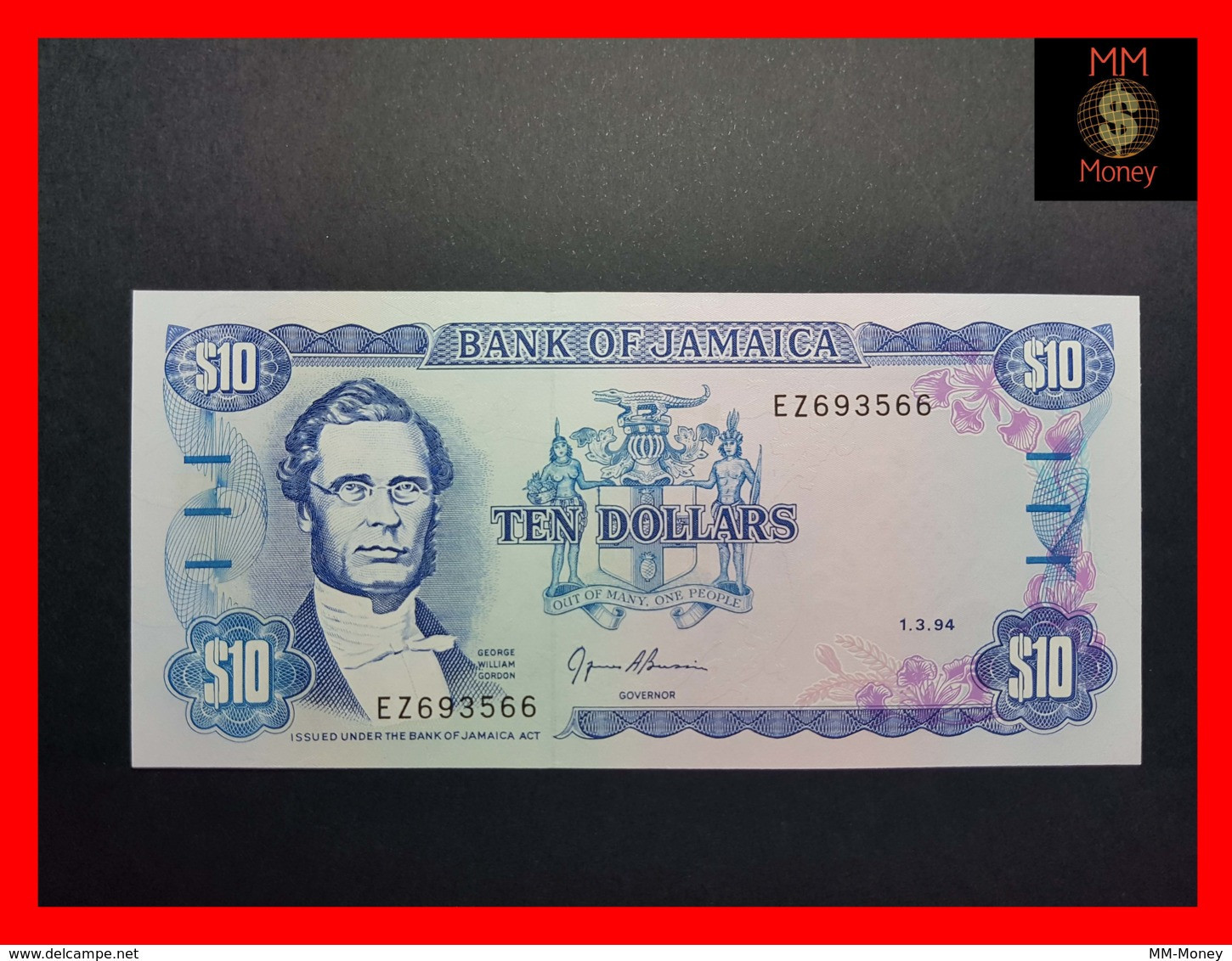 JAMAICA 10 Dollars  1.3.1994  P. 71 E  UNC - Giamaica