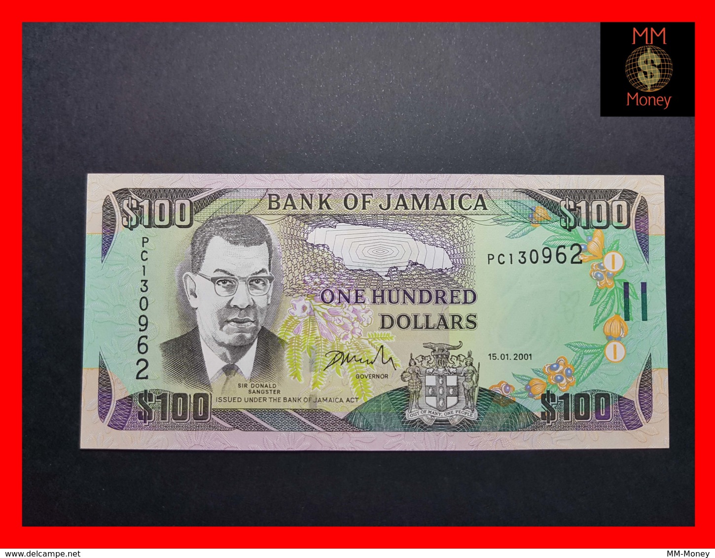 JAMAICA 100 $  15.1.2001  P. 80  Wmk "bird"    UNC - Giamaica