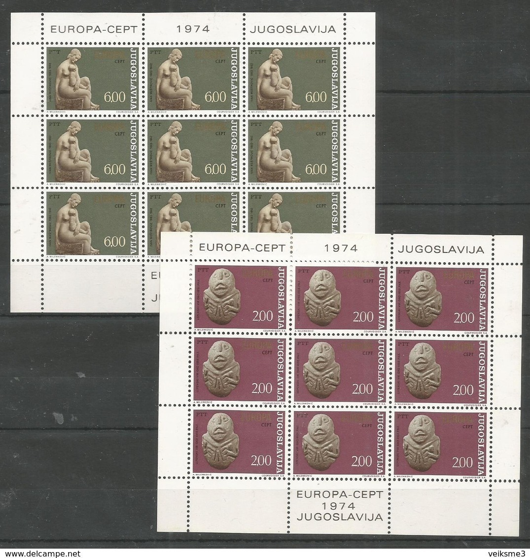 9x YUGOSLAVIA - MNH -Europa-CEPT -  Art - 1974 - 1974