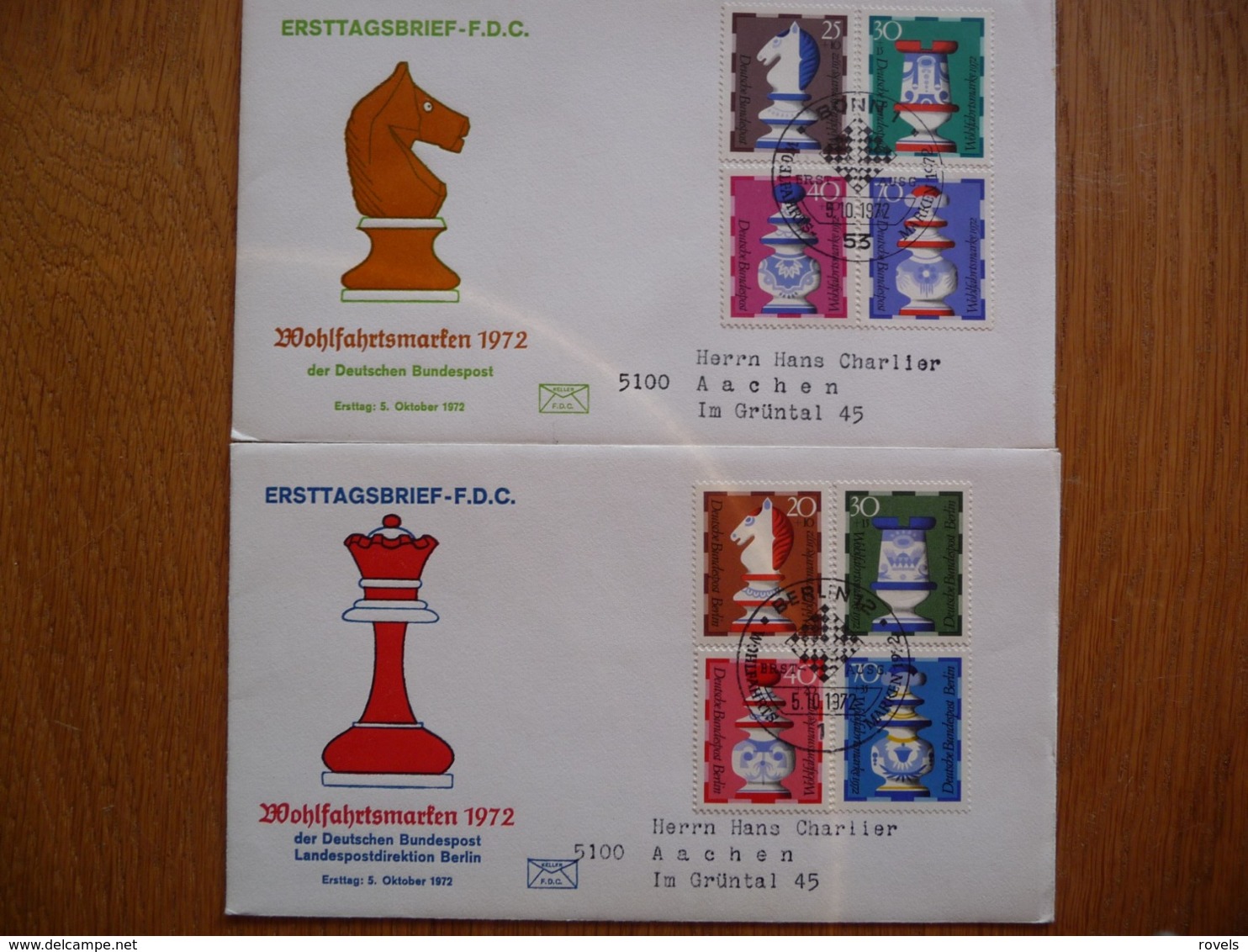 (1) DUITSLAND DEUTSCHE BUNDESPOST 2 FDC  1973 WOHLFAHRTSMARKEN SEE SCAN. CHESS - Andere & Zonder Classificatie