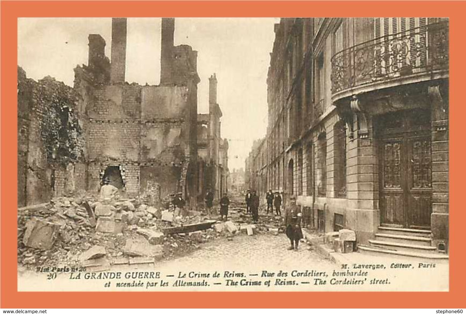 A331/293 51 - Le Crime De REIMS - Rue Des Cordeliers Bombardée - Autres & Non Classés