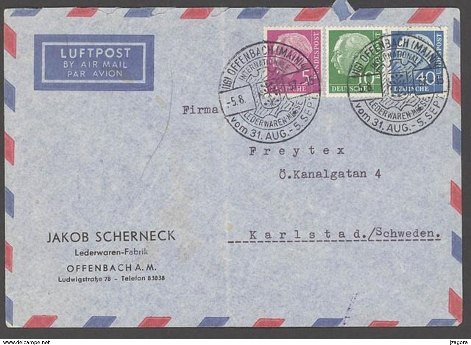 BRD GERMANY 1957 LEDERWAREN MESSE MAROQUINERIE EXPOSITION LEATHER GOODS FAIR EXHIBITION COMMEMORATIVE POSTMARK - Altri & Non Classificati