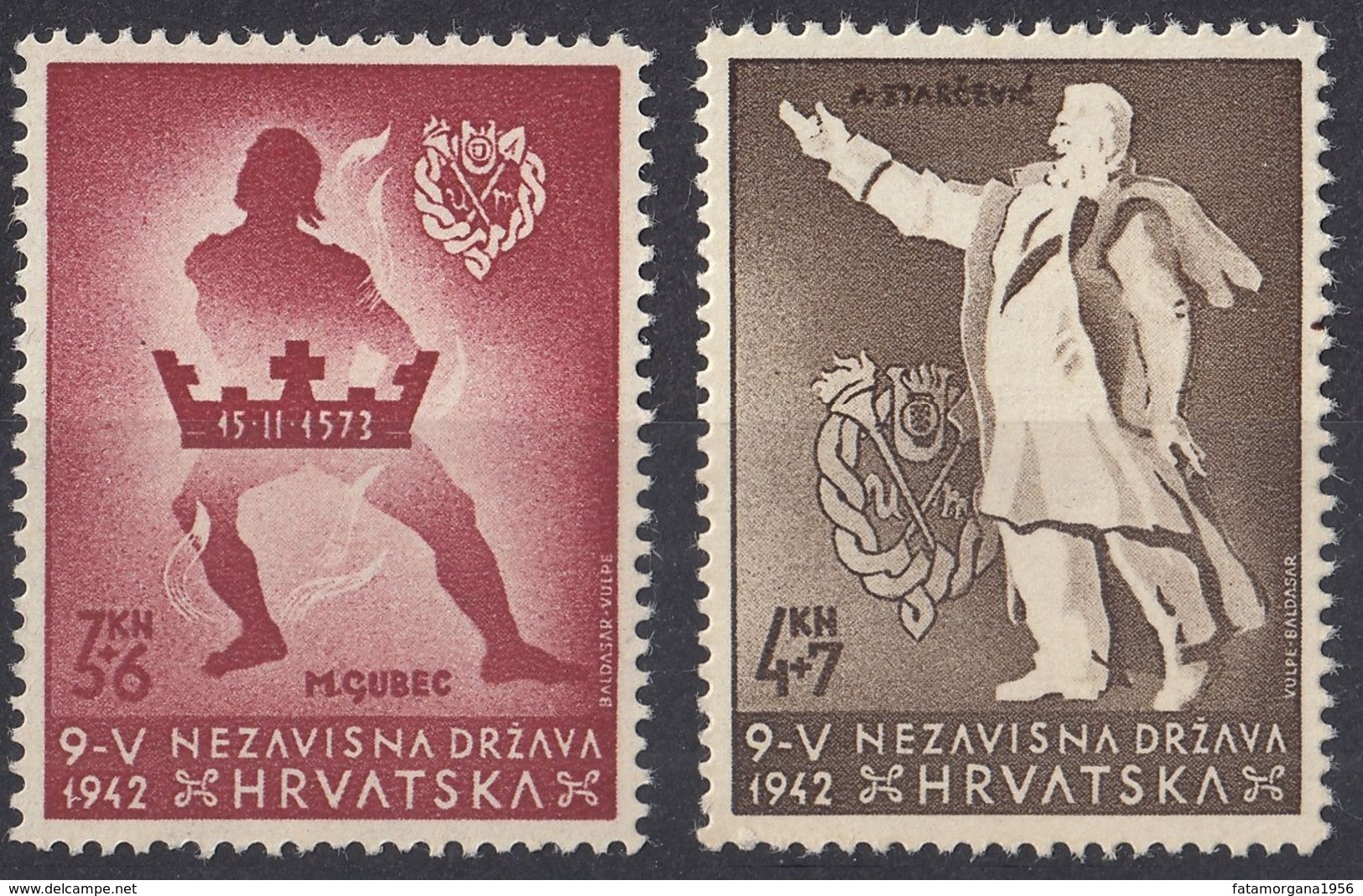 CROAZIA - 1942 - Serie Completa Di 2 Valori Nuovi: Yvert 62 MNH E 63 MH. - Croazia