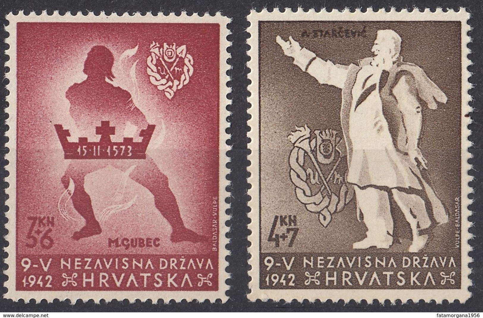 CROAZIA - 1942 - Serie Completa Di 2 Valori Nuovi: Yvert 62 MNH E 63 MH. - Croacia