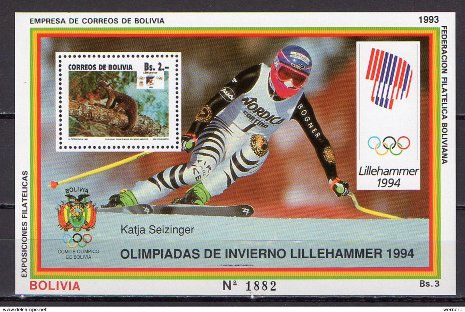 Bolivia 1993 Olympic Games Lillehammer S/s MNH - Winter 1994: Lillehammer