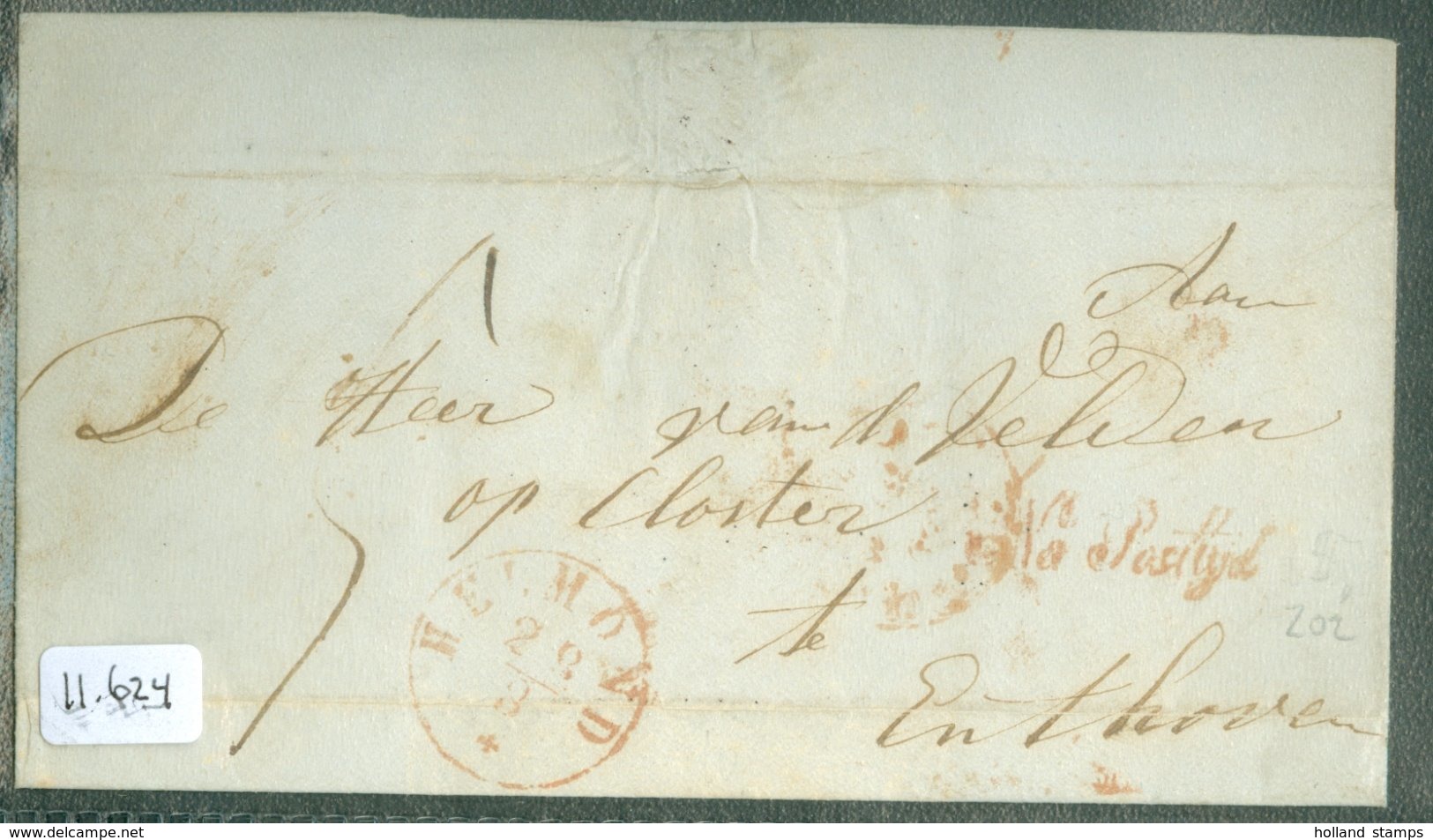 POSTHISTORIE * VOORLOPER * BRIEFOMSLAG Uit 1853 Van LANGSTEMPEL VEGHEL Naar EINDHOVEN (11.624) - Lettres & Documents