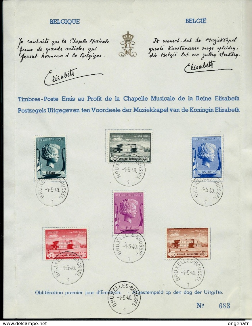 Format A4 Des N°  532/7  Chapelle Musicale  Obl. Bxl - Brussel 1 Du 01/05/40 - ....-1951