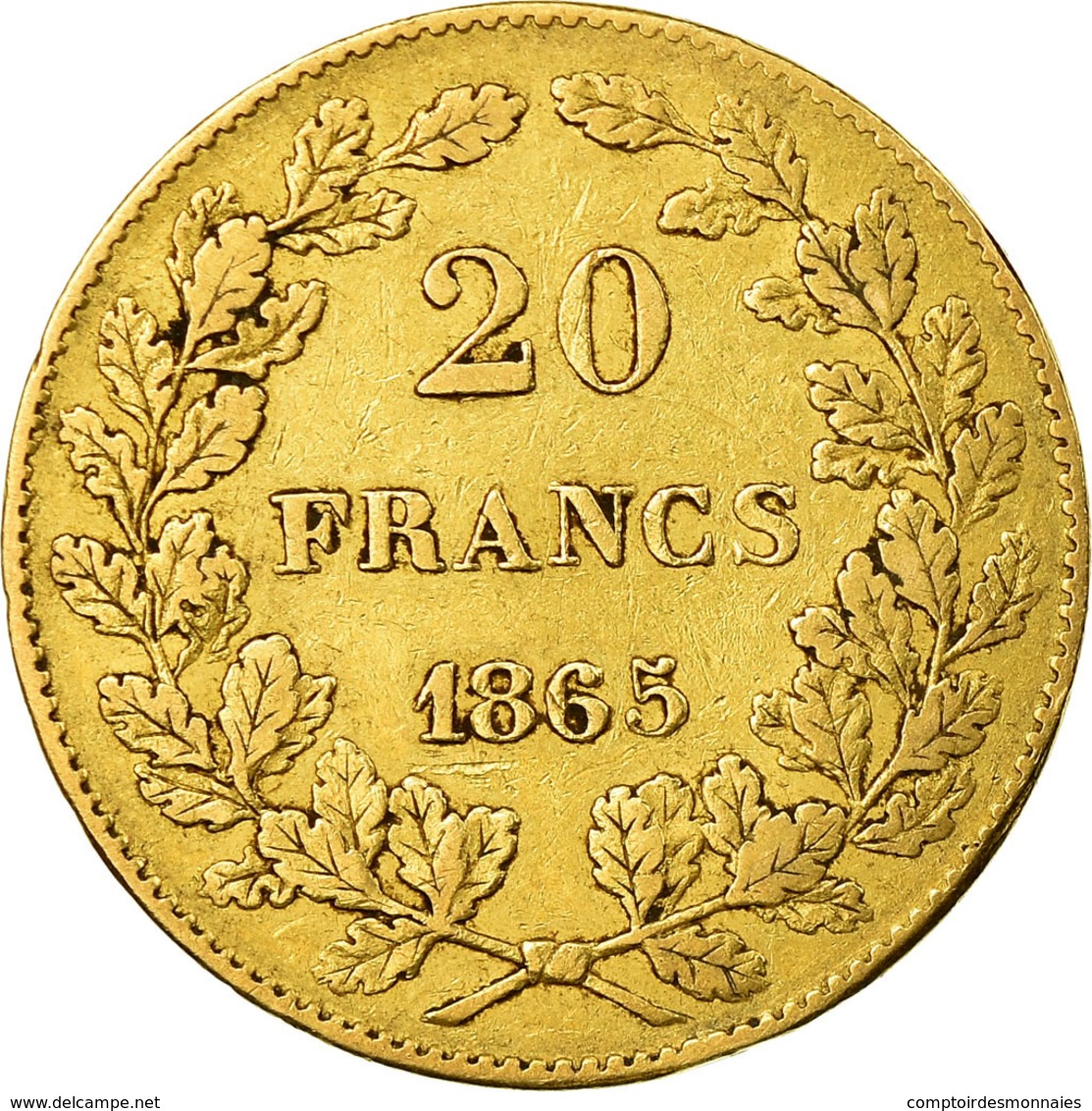 Monnaie, Belgique, Leopold I, 20 Francs, 20 Frank, 1865, TTB, Or, KM:23 - 20 Francs (gold)