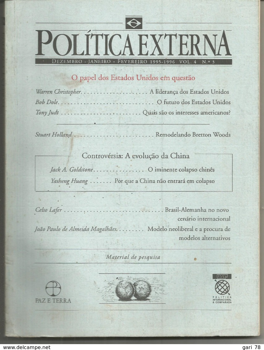 POLITICA EXTERNA Dezembro, Janeiro, Fevereiro 1995- Vol 4 N° 3 ( En Portugais) - Revues & Journaux