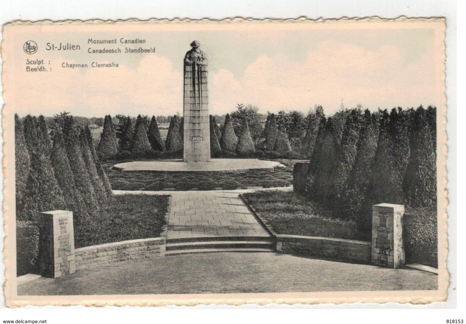 Sint-Juliaan  St-Julien   Monument Canadiens  Canadeesch Standbeeld - Langemark-Poelkapelle