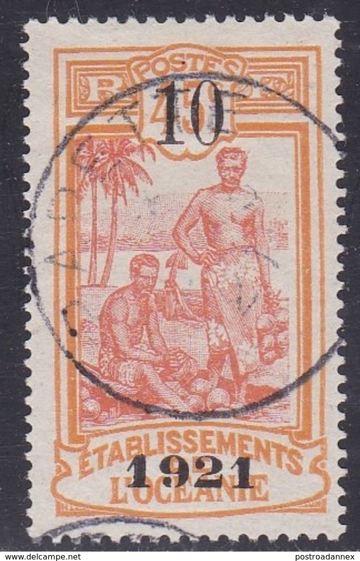 French Oceania, Scott #58, Used, Kanakas Surcharged, Issued 1921 - Used Stamps