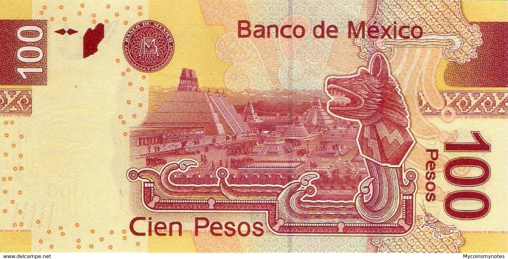 MÉXICO 100 Pesos, 2016, P124, Series BB, Nezahualcoyotl, UNC - Mexique
