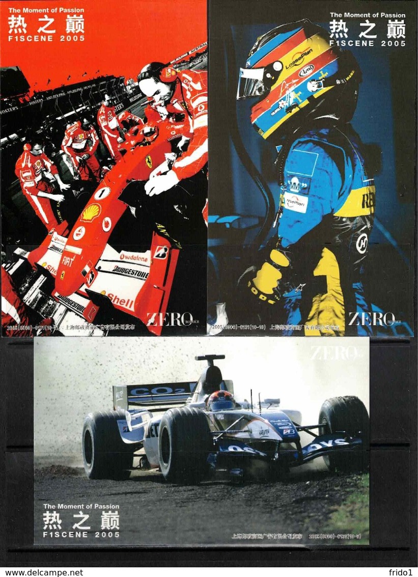 China 2005 Collection Of 10 Different Postal Stationery Postcards With Formula 1 Motives - Cars