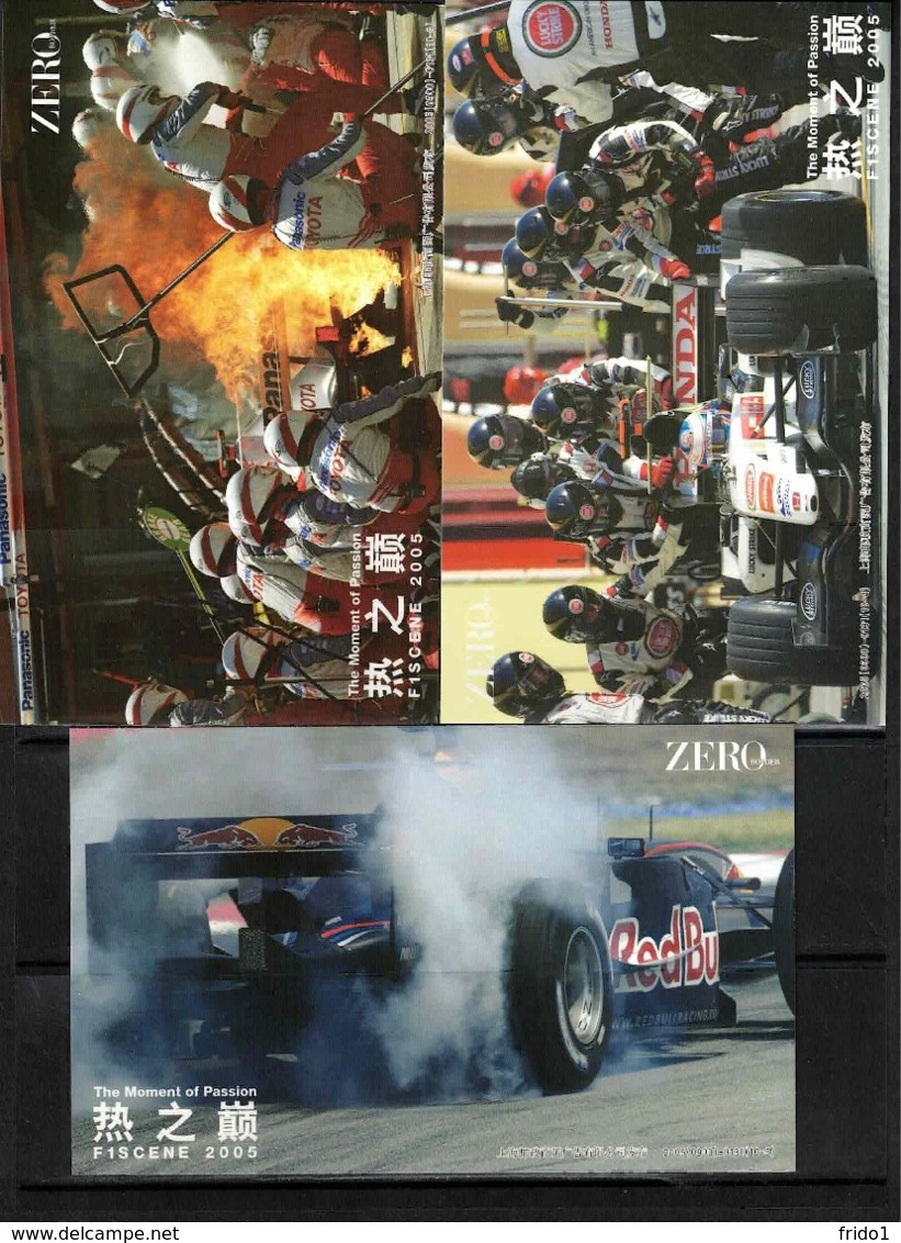 China 2005 Collection Of 10 Different Postal Stationery Postcards With Formula 1 Motives - Cars