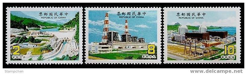 1986 Electric Power Stamps Reservoir Dam Architecture Atom Nuclear - Atom