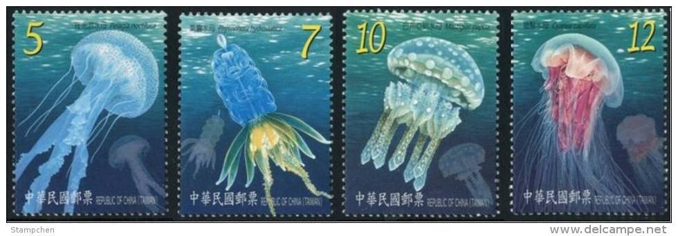 2015 Marine Life- Jellyfish Stamps Sea Jelly Fish Fluorescent Ink Unusual - Meereswelt