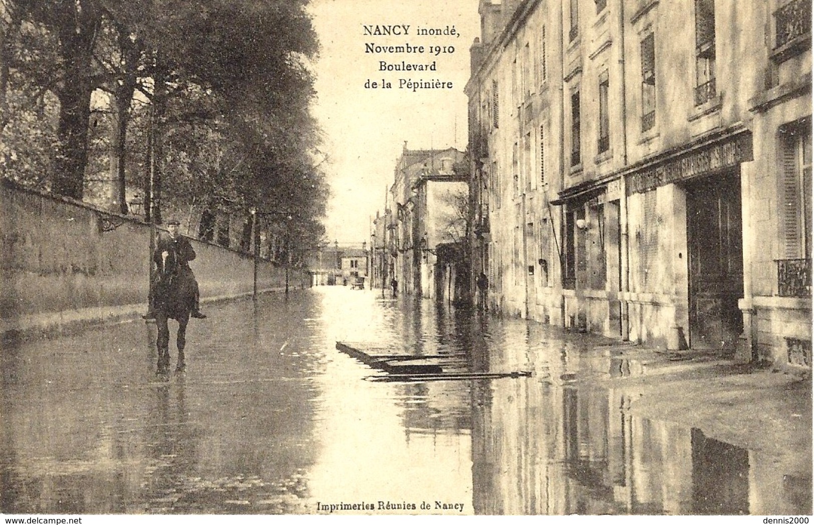 NANCY Inondé -Novembre 1910 - Boulevard De La Pépinière  - Imprimeries Réunies - Nancy