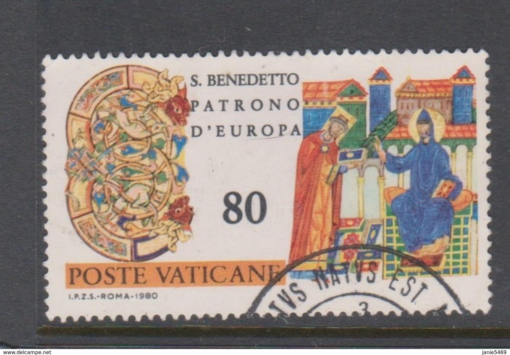 Vatican City S 684 1980 1500th Anniversary Birth Of St Benedict .80 Lire Used - Used Stamps