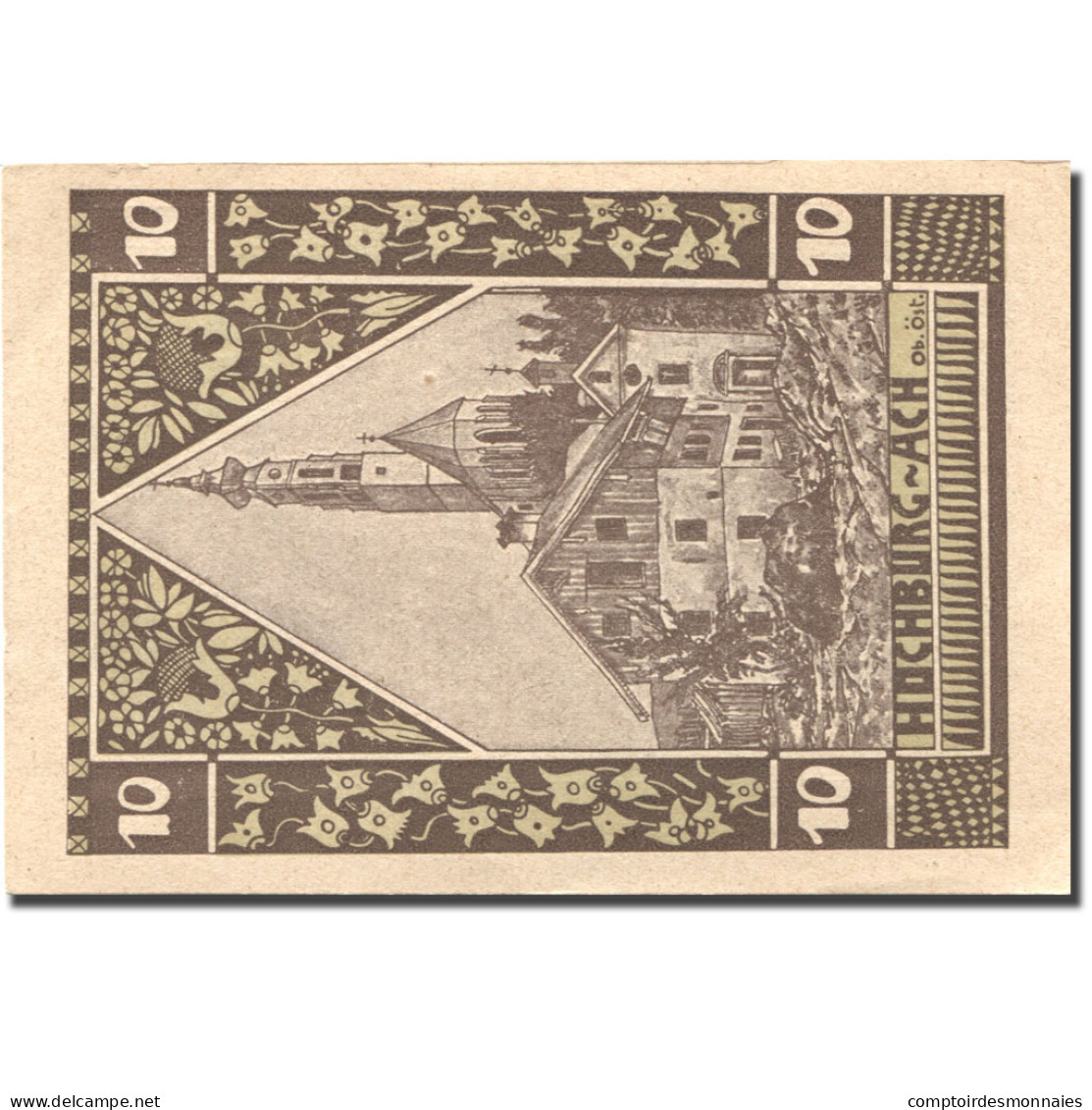 Billet, Autriche, Hochburg-Ach, 10 Heller, Eglise 1920-12-31, SPL Mehl:FS 62 - Austria