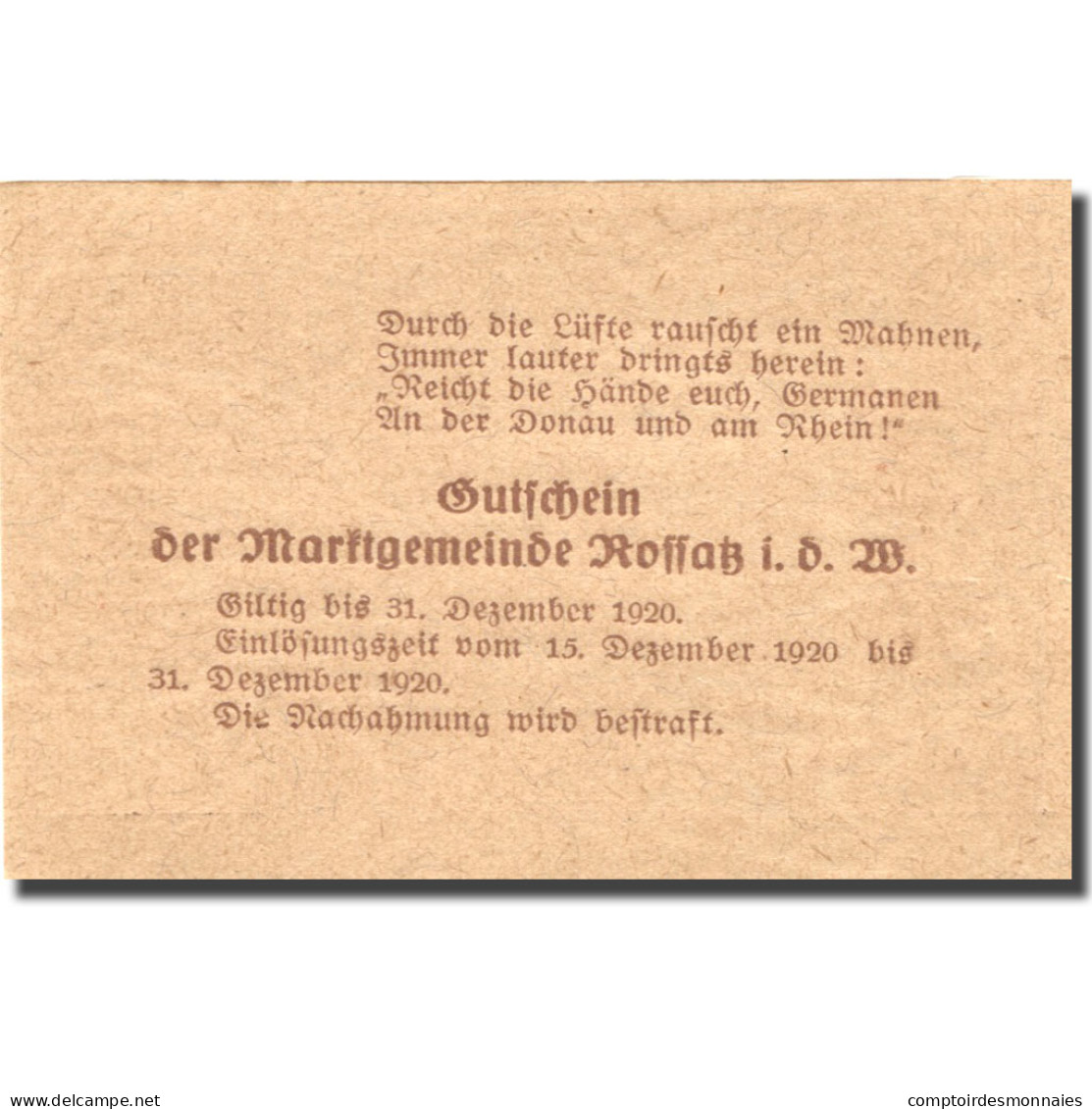 Billet, Autriche, Koffatz In Der Wachau, 50Heller Village, 1920 SPL Mehl:FS 848a - Austria