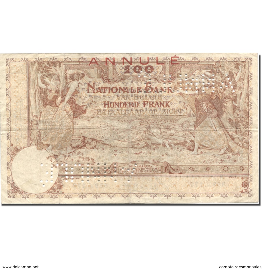 Billet, Belgique, 100 Francs, 1920, 1920-01-06, ANNULÉ, KM:78, TTB - 100 Francs & 100 Francs-20 Belgas